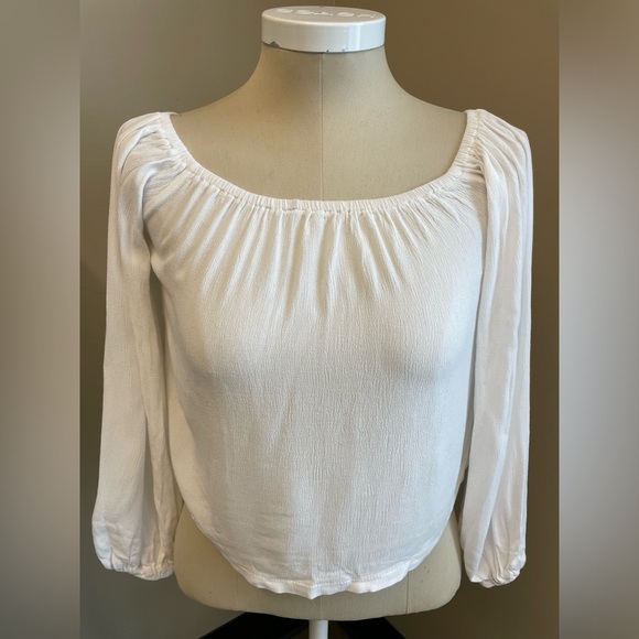 SHEIN off the shoulder long sleeve white long sleeve womens top blouse size 4 - Picture 3 of 7